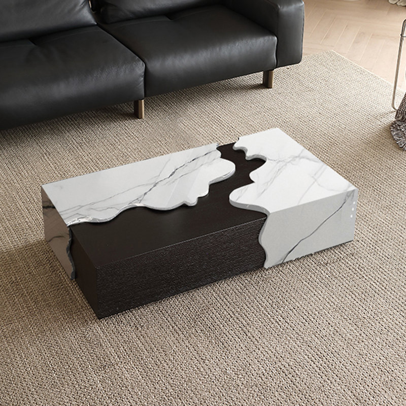 Creative rectangular marble end table, 11.8" H x 55.1" L x 31.5" W