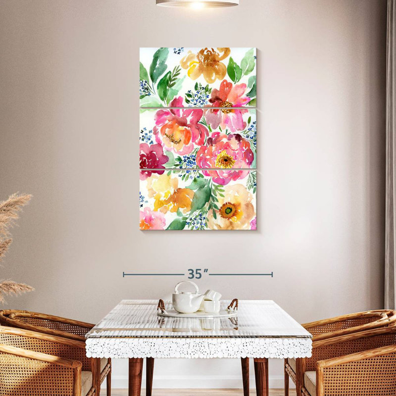 Harnek - pivoines jaunes et roses, H 45 po x l 28 po