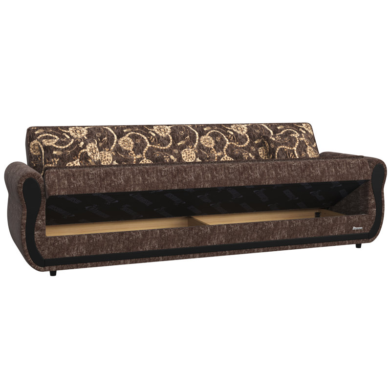 Silver Fabric Convertible Sleeper Sofa with Storage