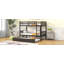 Lit superposé simple au-dessus de simple en bois d'hévéa avec lit gigogne, convertible en lit simple, lit superposé simple avec échelle et garde-corps de sécurité