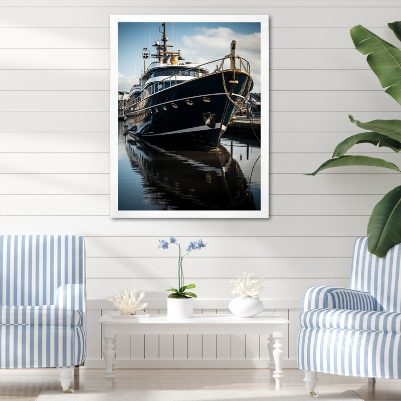 Port Dockside Elegance I - Nautical & Beach Wall Art Prints, H 40 po x l 30 po x P 1,5 po, Cadre photo blanc