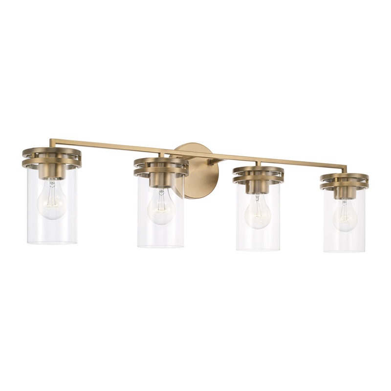 4 - Light Dimmable Vanity Light, Gold