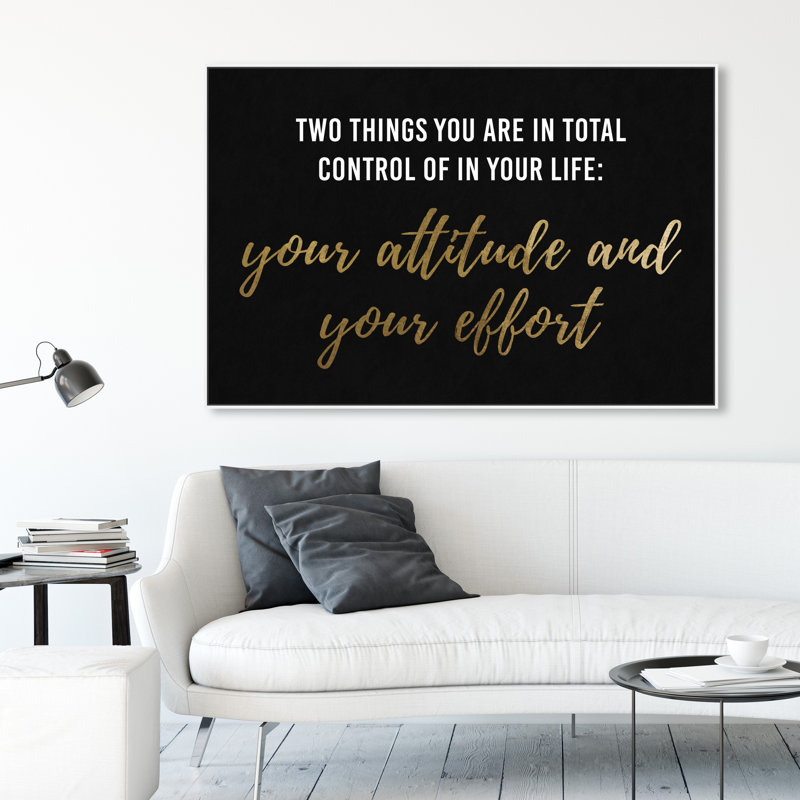 «Attitude and Effort», reproduction d'art sur toile, H 36 po x l 54 po, Toile encadrée, Blanc