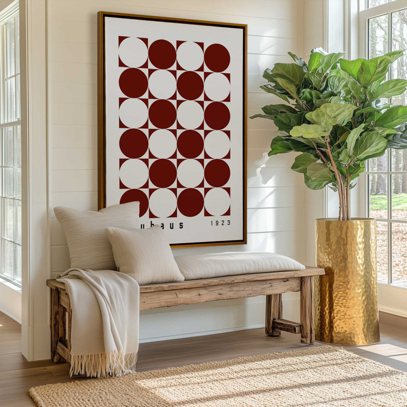 Impression sur toile bourgogne Bauhaus, H 18,75 po x l 12,75 po x P 1,75 po, Cadre flottant blanc opaque