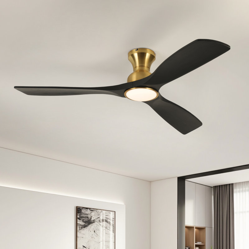 Ventilateur de plafond à intensité variable 52 po avec lumières et télécommande CCCC Karlena, Gold with Midnight Blade