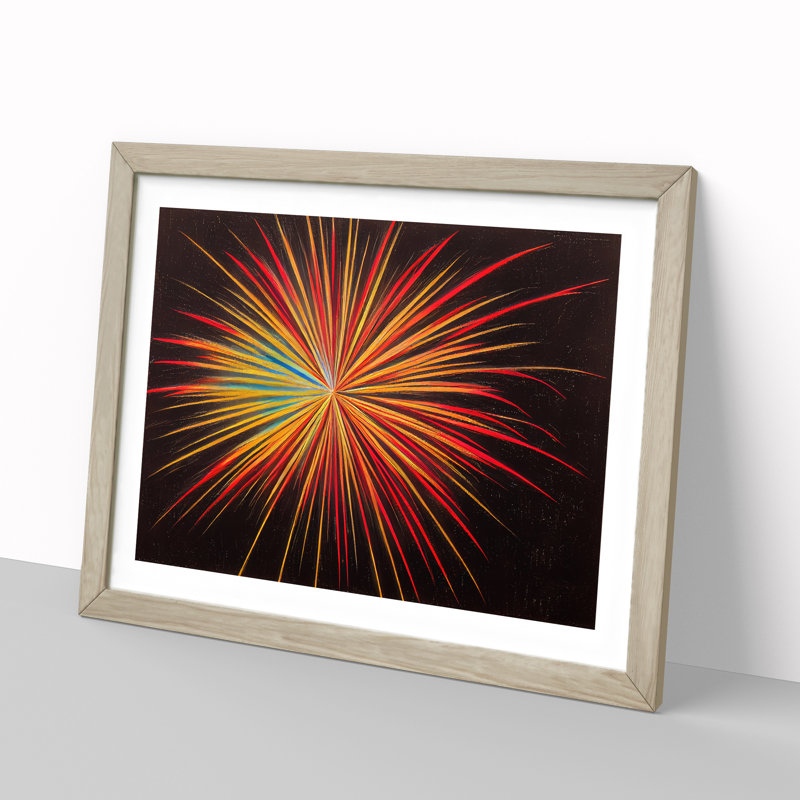 Mind Blowing Fireworks - Single Picture Frame Painting, 25cm H x 34cm W x 2cm D, Oak