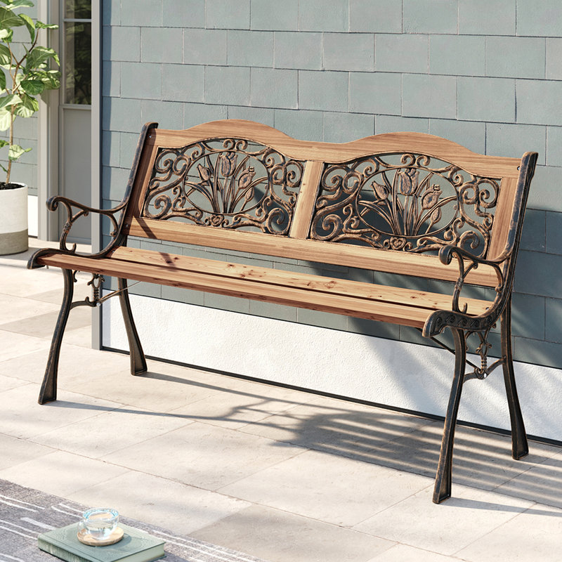 Coppedge Steel Outdoor Bench, Brown