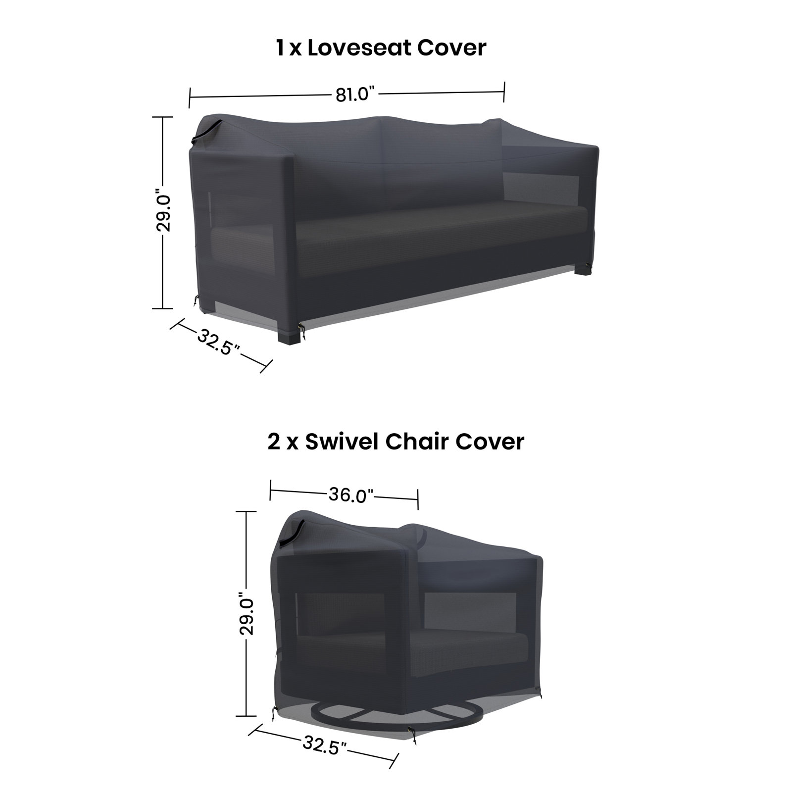 Everlee Outdoor Furniture Covers For Sofa Seating Group With Sunbrella Cushions