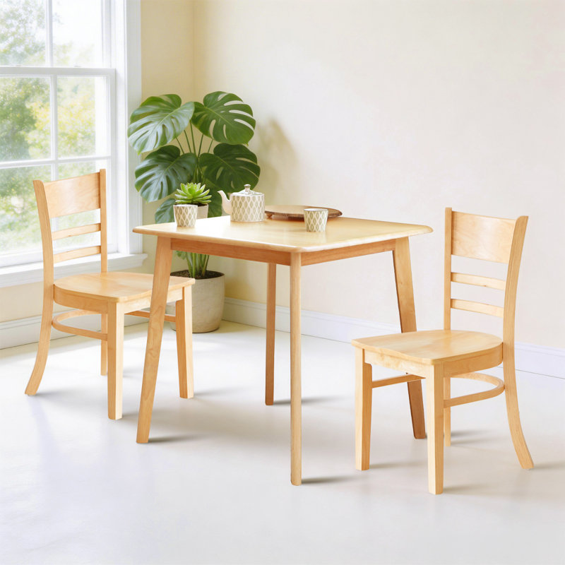 Gladkowski Zida 3-Piece Breakfast Nook Square Solid Wood Dining Table Set, Natural