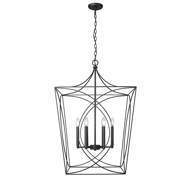 Luminaire suspendu carré 6 lumières, Noir mat