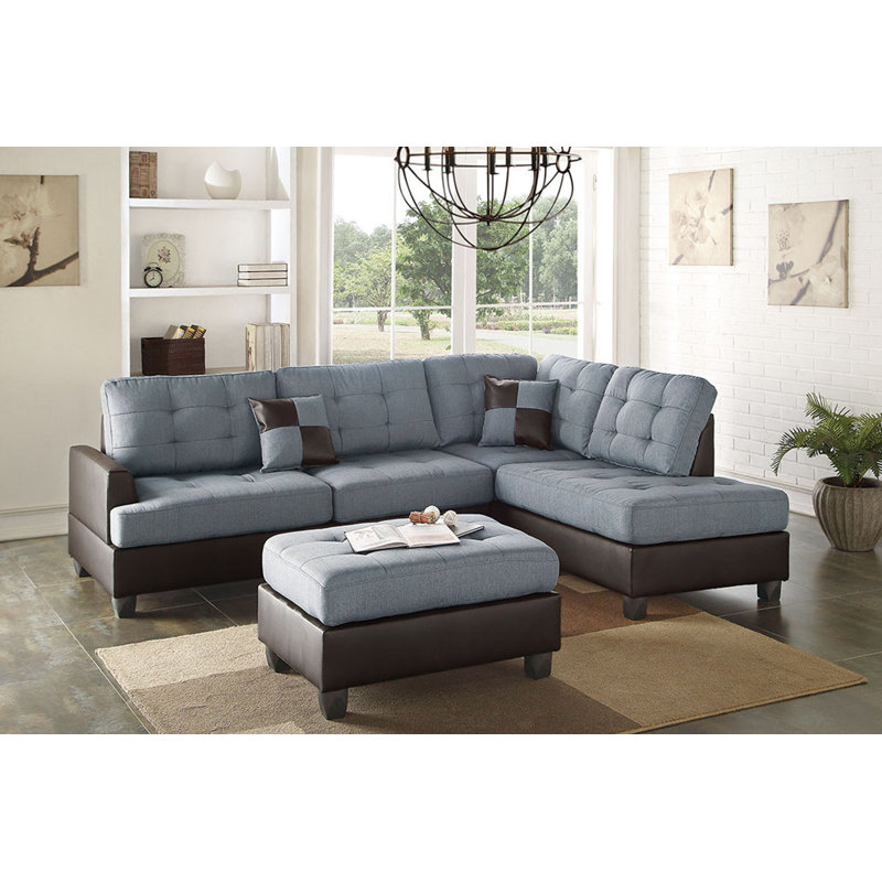 Giuliana Upholstered Sectional Reversible, Gray