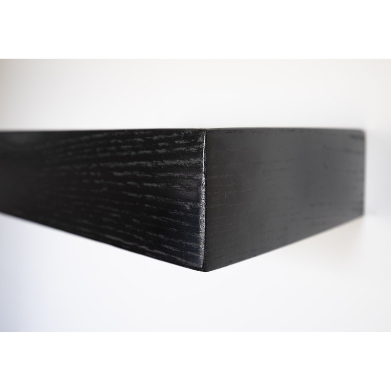 Baxlee Oak Floating Shelf, Black, 3" H x 26" W x 8" D