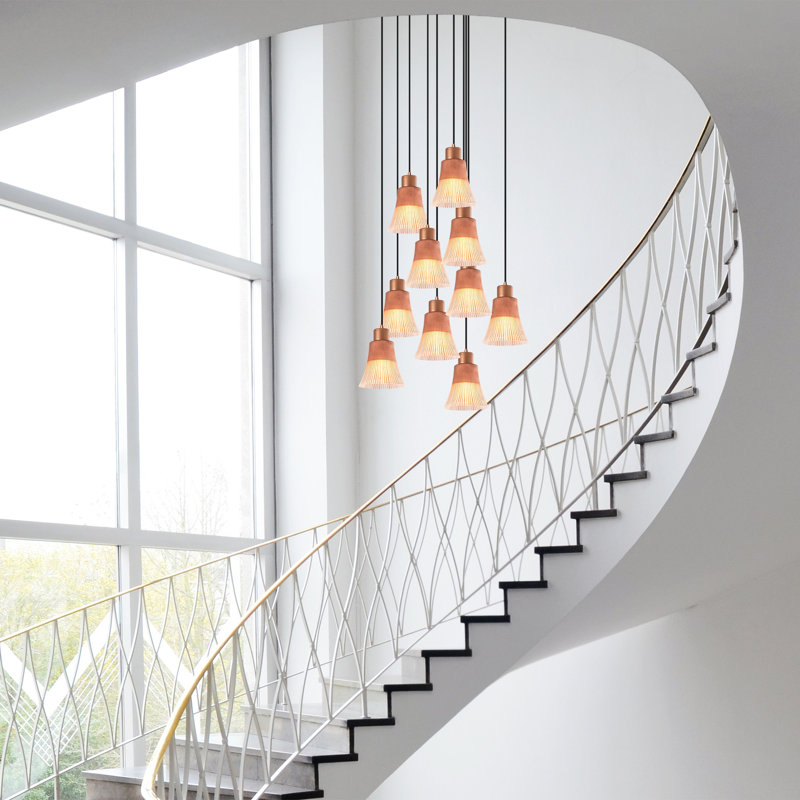Luminaire suspendu en forme de cloche à 10 lumières Hopewell, Cuivre