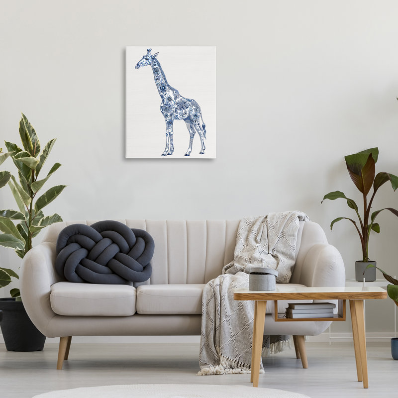 Toile de girafe rétro, design par lettré et doublé, H 30 po x l 24 po