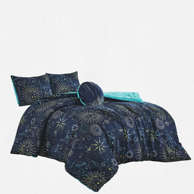 3-Piece Cosmic Adventure Printed Microfiber Comforter Set - Space-Themed Bedding for Kids with Stellar Design