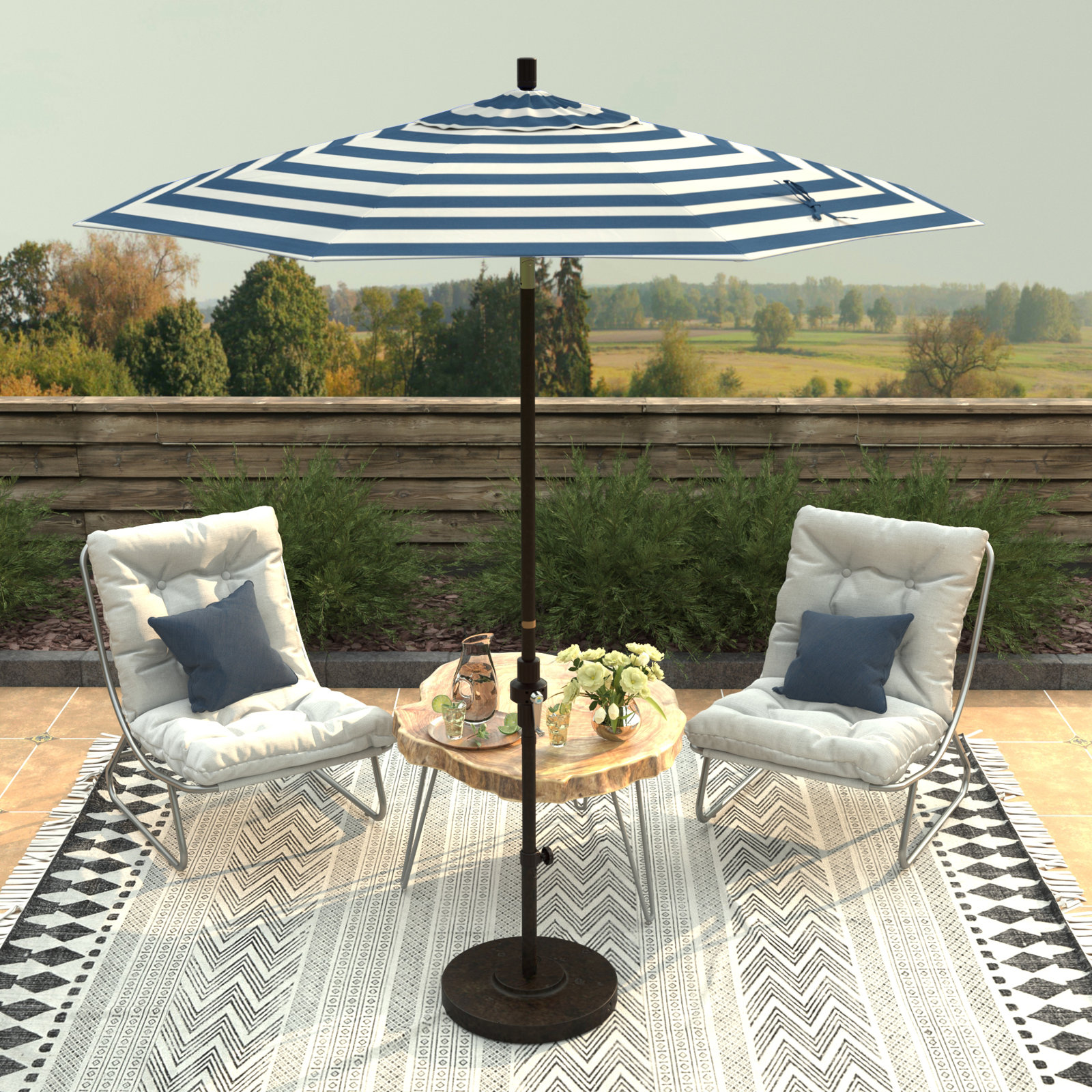 Che 7.5' Umbrella, Cabana Regatta Sunbrella®