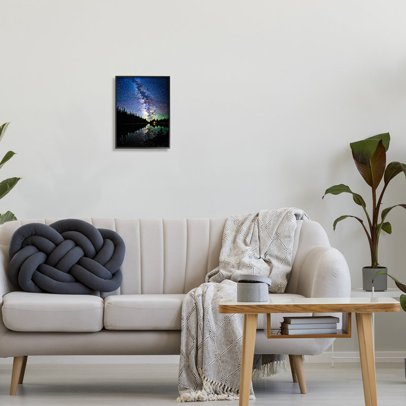«Nebula Over Lake Landscape» par Lena Owens, Giclée encadrée noir minuit, H 14 po x l 11 po x P 1,5 po