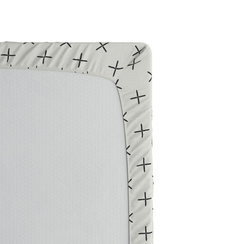 Microfiber Geometric Fitted Sheet, Twin Fitted Sheet, Beige Geometric