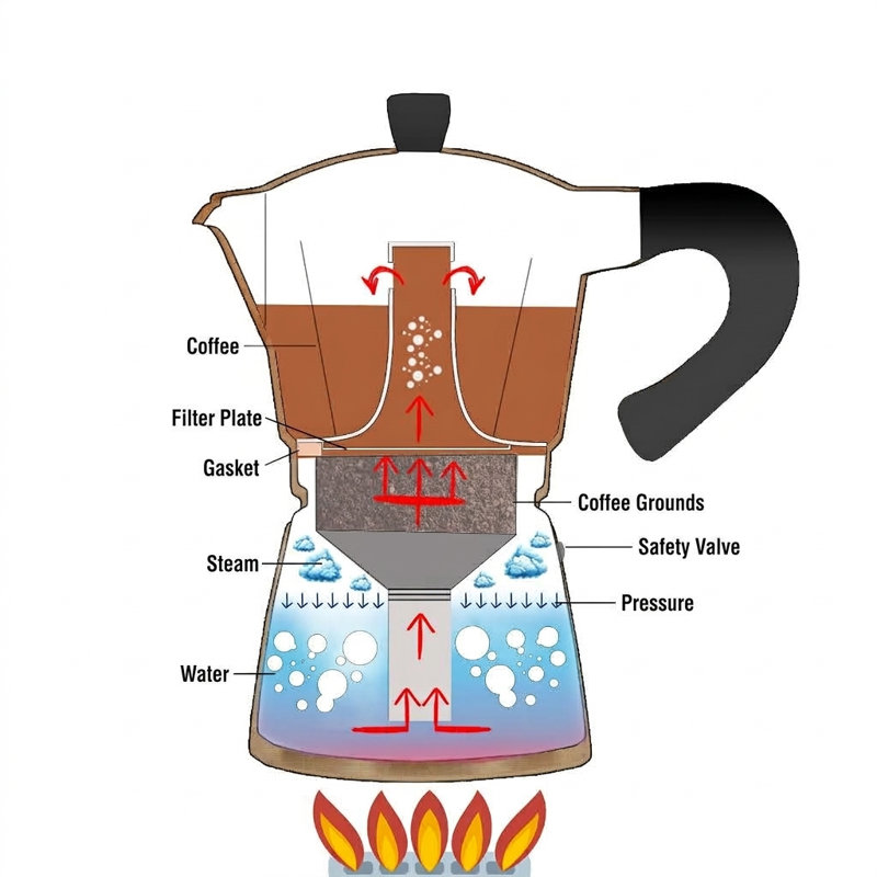 Machine à espresso 3 tasses 4 oz. Percolateur à café en aluminium Moka