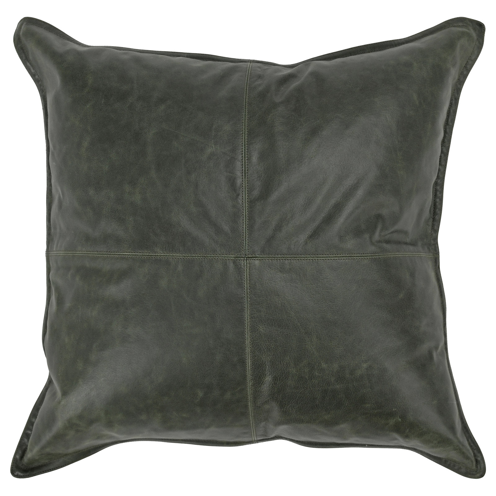 Cutler Genuine Leather Throw Pillow, Forest Green, Square 24"