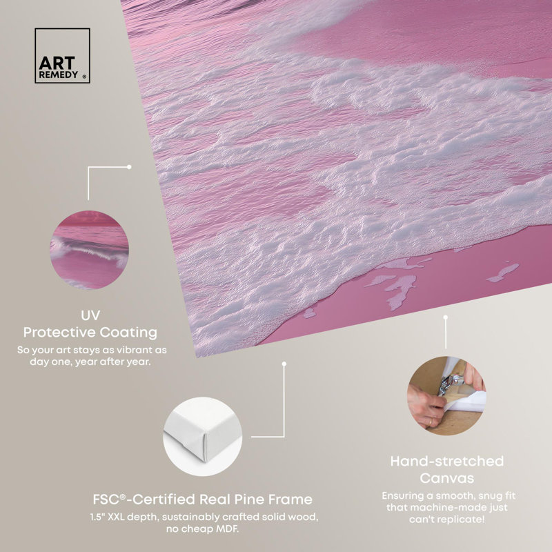 «Pink Beach» par Glam Beach Art par Art Remedy, Toile tendue, H 12 po x l 12 po