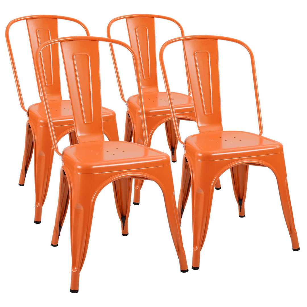 Lilian 18.1'' H Metal Stacking Side Chair (Set of 4) 17 Stories Color: Orange