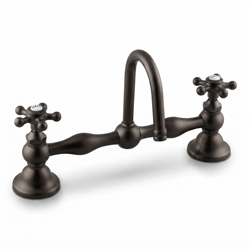 Deck 2-handle Bathroom Faucet with Drain Assembly, Unlacquered Oil Rubbed Bronze