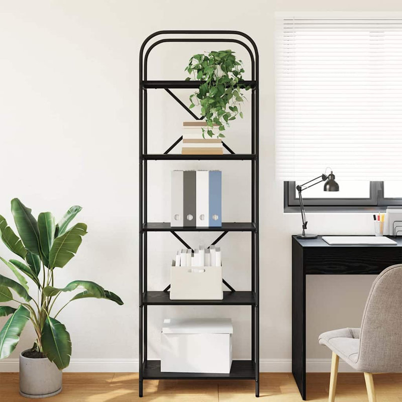 Bookshelf Engineered wood Modern Freestanding Bookshelves Organizer, (5 Shelves) 183cm. H x 60cm. W x 30cm. D, Black Oak