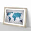 Teal Blue Map of the World in Abstract - Picture Frame Graphic Art Print on MDF-55729519-55729518