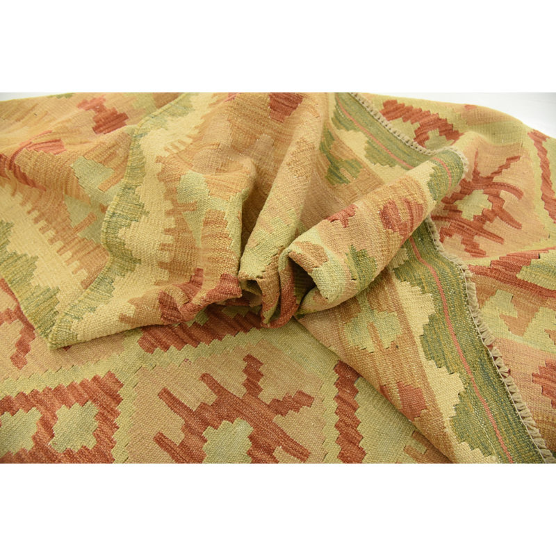 Tapis en laine rouge/beige 4 pi 9 po x 6 pi 7 po one-of-kind main-noué la new age Elland