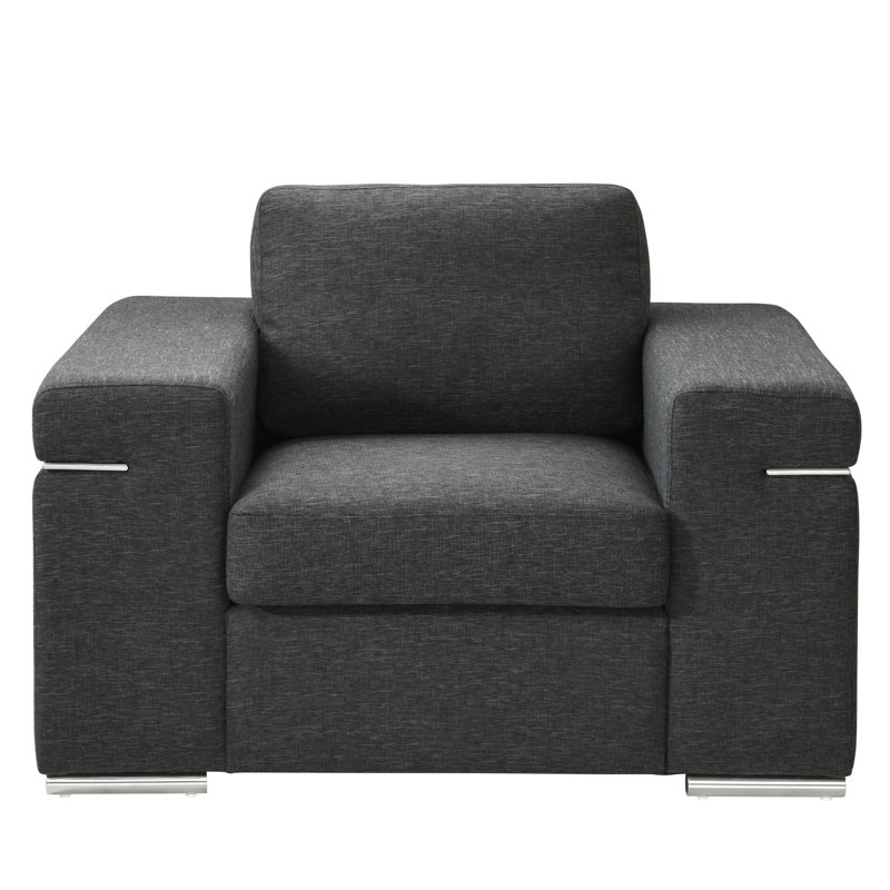 Chaise avec accoudoirs en tissu Gianna, Noir