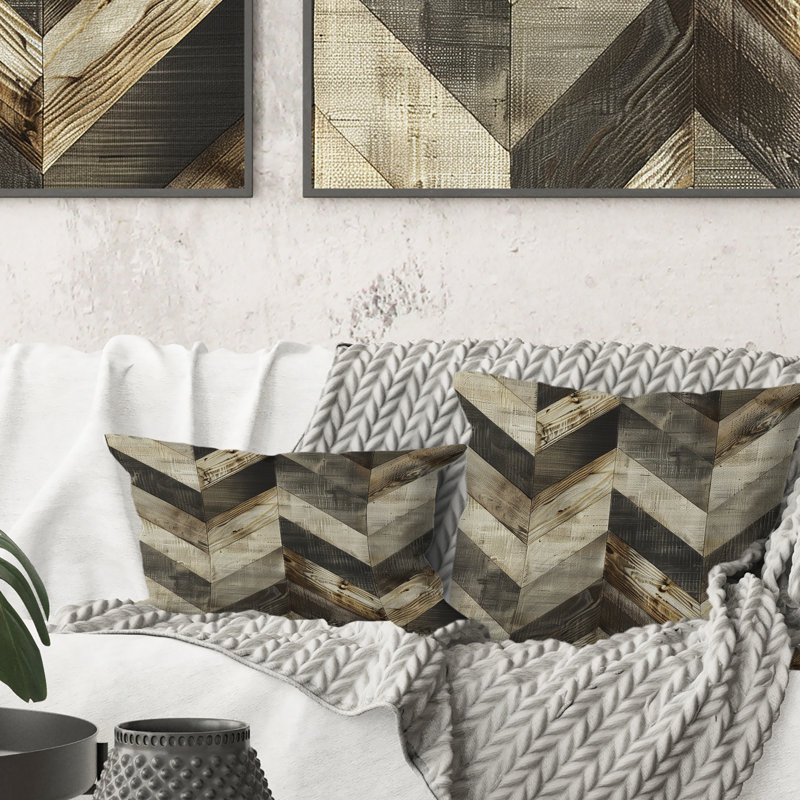 Carreaux bruns à chevrons - Coussin lombaire moderne