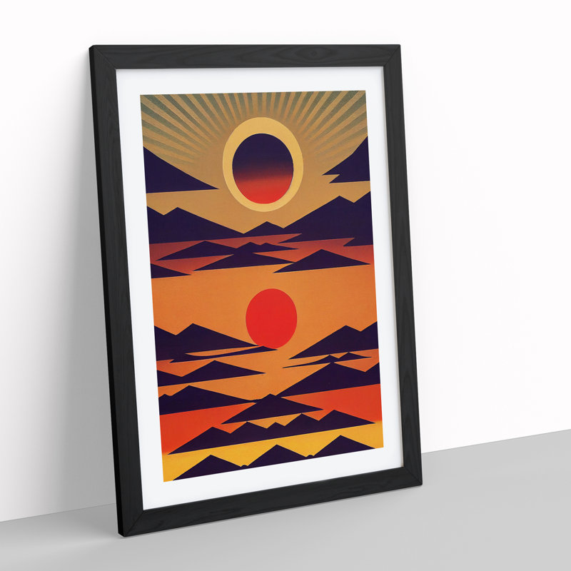 Abstract Sunset over Mountain No.3 - Framed Print, Black Framed, 64cm H x 46cm W x 2cm D