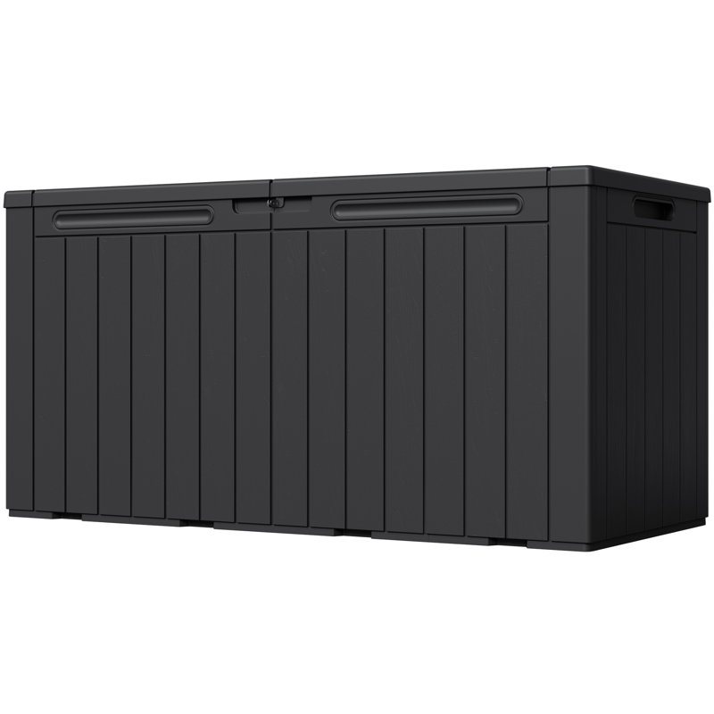 GUNJI 100 Gallons Water Resistant Resin Lockable Deck Box, Black