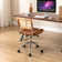 Ayris Adjustable Height Armless Swivel Leather Task Chair with Rattan Back