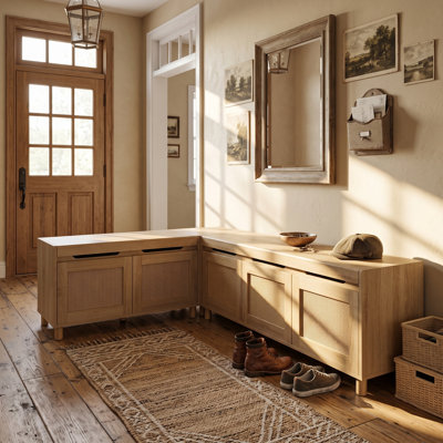 L-Shaped Entryway Bench With Storage