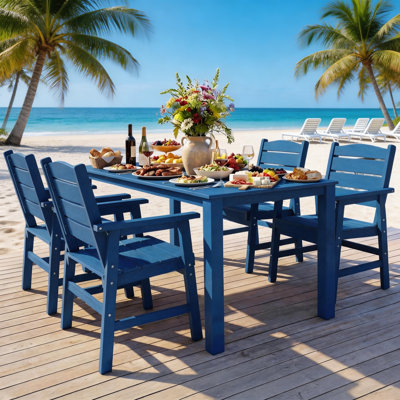 Ensembles de salle à manger d'extérieur toutes saisons 5 pièces avec trou pour parasol et structure en aluminium pour l'extérieur Cour arrière / porche / terrasse, 1 table 4 chaises