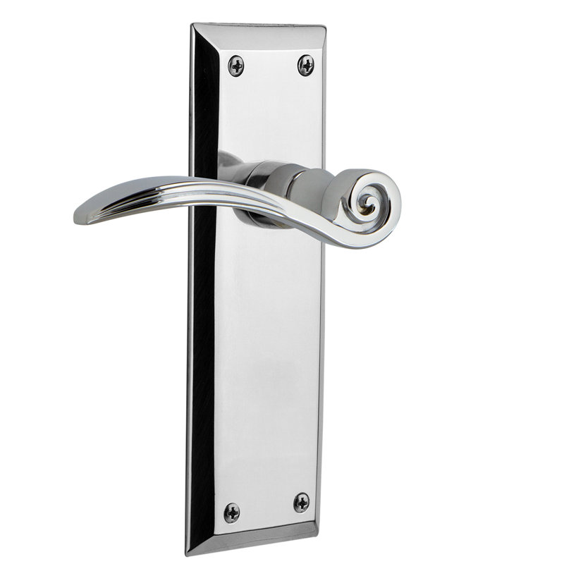 New York Plate Single Dummy with Swan Lever, Bright Chrome, Left Handed