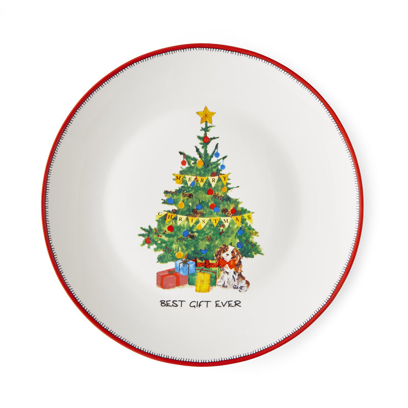 8" Christmas Doodles Plates, Set of 4