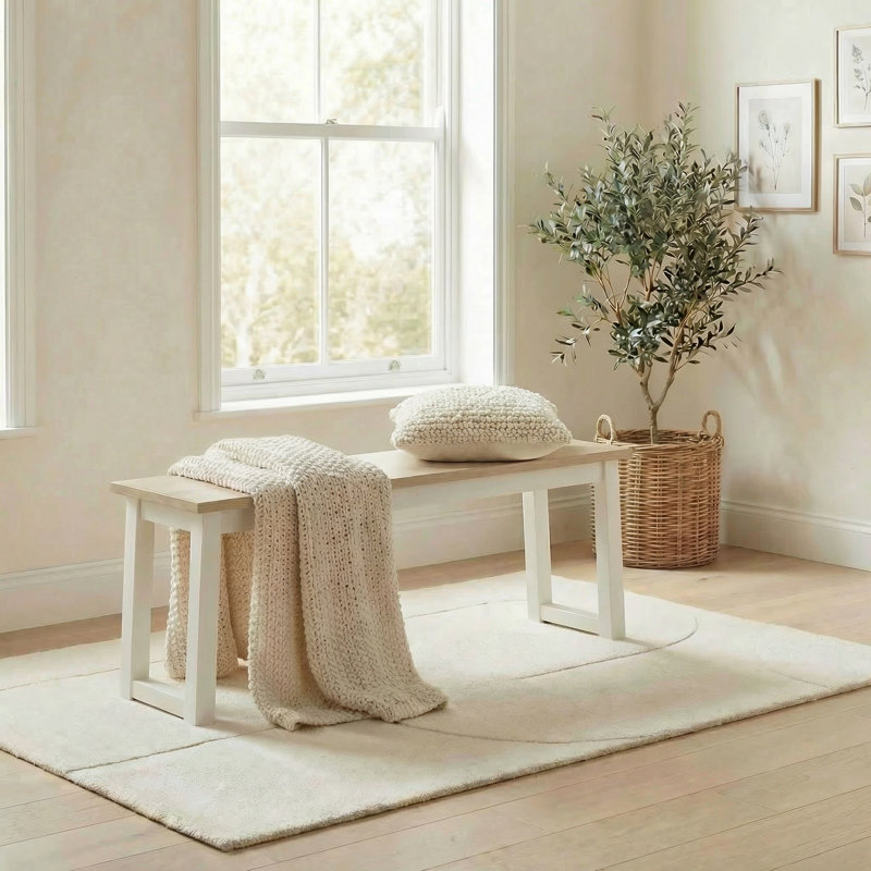 Banc de salle à manger en bois blanc Tobery 