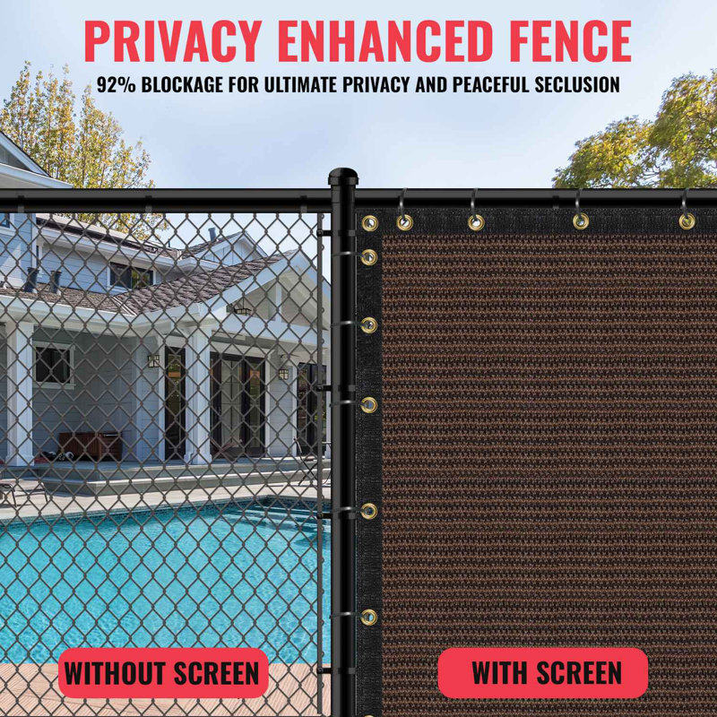 Brown Heavy-Duty Polyethylene Privacy Fence Screen with Grommets