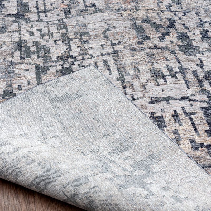5 Abstract Area Rug in Charcoal/Gray, Rectangle 7'6" x 9'6"
