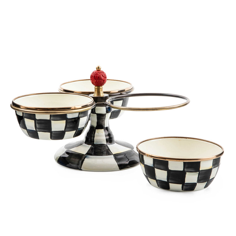 Multi-Color Enamel Round Compartment Bowl Dish