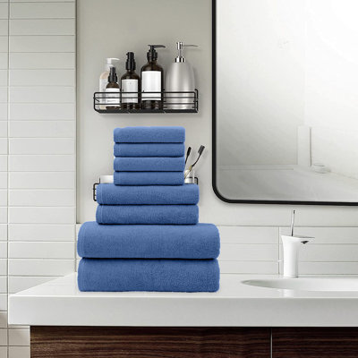 Ensemble de 8 serviettes de bain - Serviettes très absorbantes pour la salle de bain, 2 serviettes de bain, 2 serviettes à main, 4 débarbouillettes