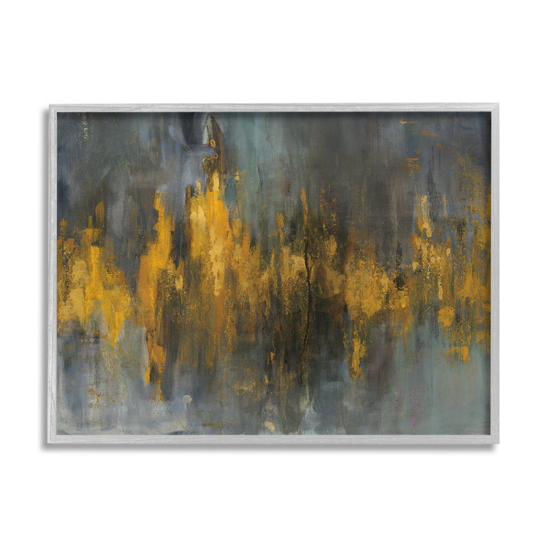«Black and Gold Abstract Fire», reproduction de peinture acrylique, H 24 po x l 30 po, Estampe numérique Farmhouse
