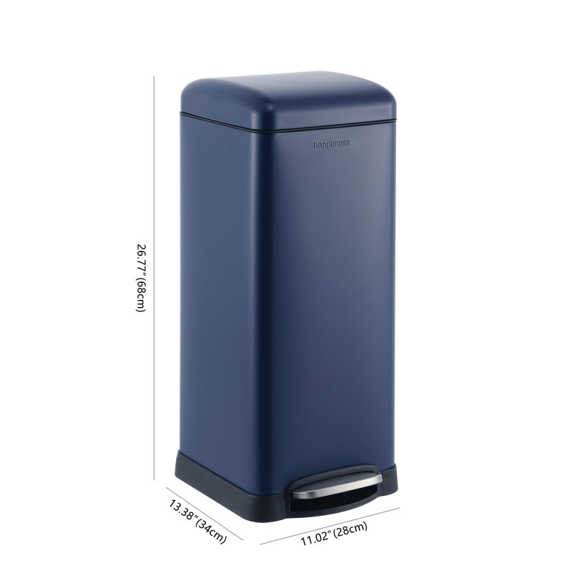 Betty Retro Steel Step On Trash Can, 8 Gallons, Denim Blue