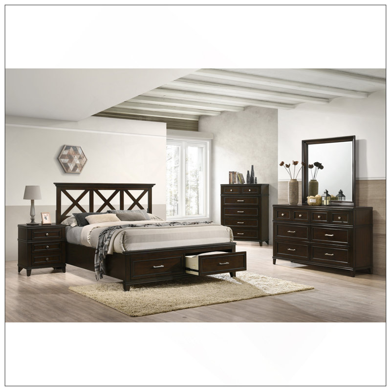 Commode 6 tiroirs Merlot, Acajou