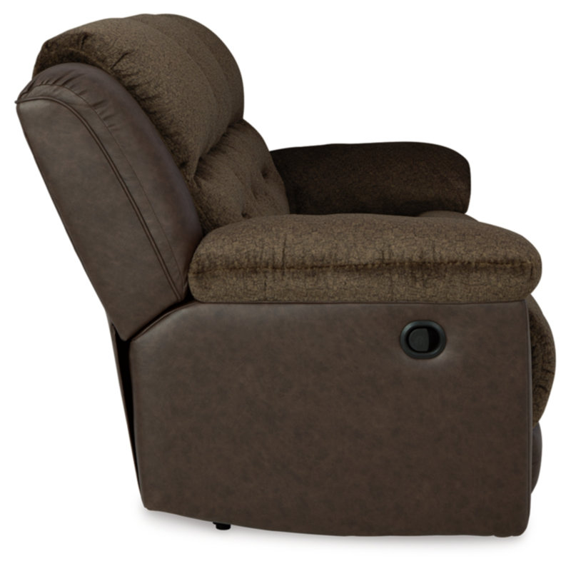 Brown Faux Leather Manual Reclining Sectional Sofa