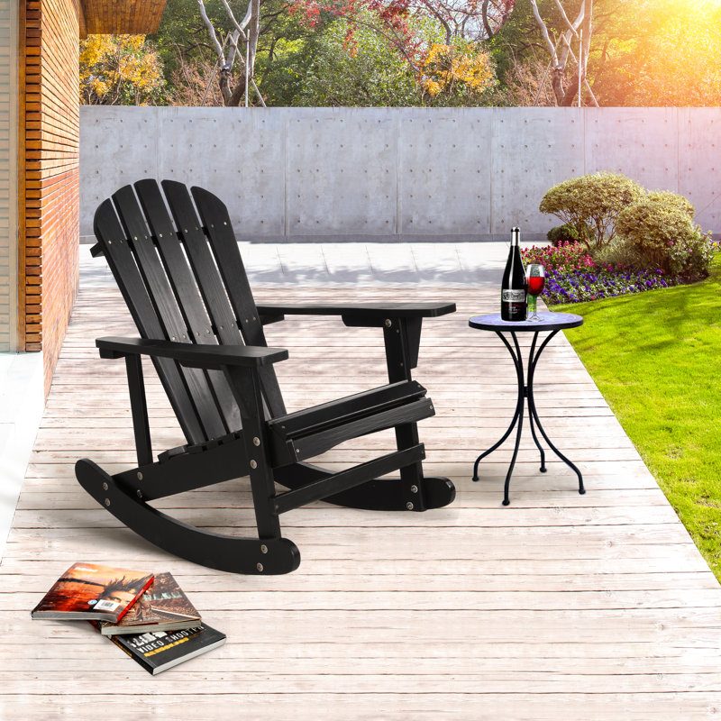 Chaise Adirondack en bois massif Almat, Noir