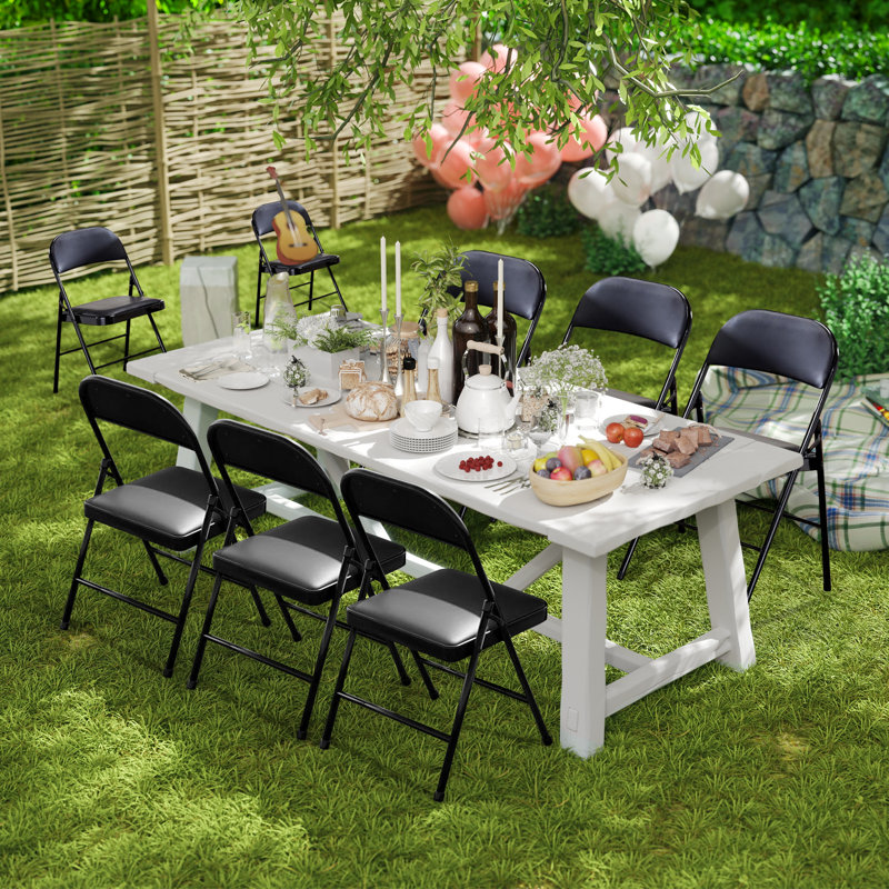 Pu Leather Padded Folding Chairs, Sturdy Metal Foldable Chair, Easy To Use And Store, Outdoor And Indoor, For Home, Office, Party (Set of 2)